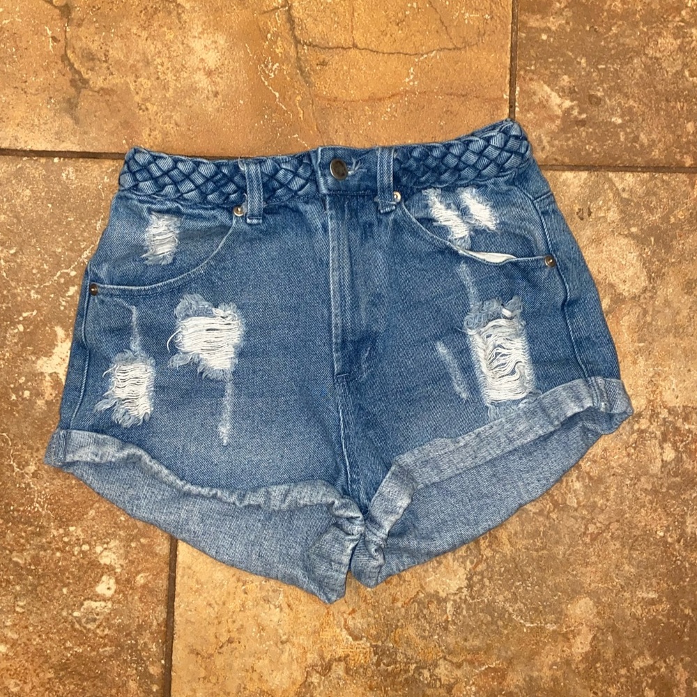 Dainty Hooligan Braided Ripped Jean Shorts